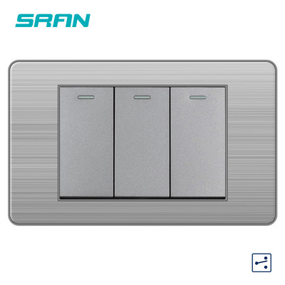 SRAN 15A Priză Usb C standard american Panou din oțel inoxidabil 118*72mm Priză SUA/Thailanda Întrerupător 2 căi Negru/Gri