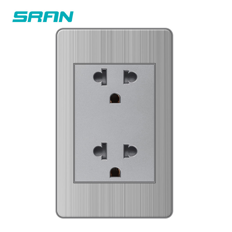 SRAN 15A Priză Usb C standard american Panou din oțel inoxidabil 118*72mm Priză SUA/Thailanda Întrerupător 2 căi Negru/Gri