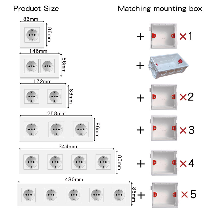 Nástenný modul NYWP pre domácich majstrov, európsky štandard, biely panel, zásuvka, vypínač, tlačidlo, funkcia, bezplatná kombinácia