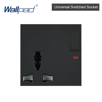 DIY UE UK Priză de perete Comutator cu buton Priză electrică Neagră Tasta funcțională Doar gratuit DIY 55*55mm Seria S6 Wallpad