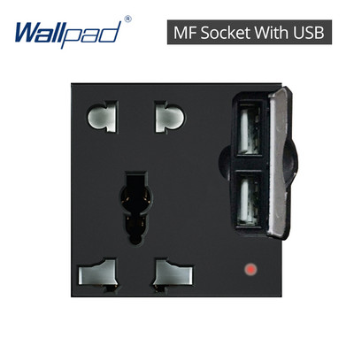 DIY UE UK Priză de perete Comutator cu buton Priză electrică Neagră Tasta funcțională Doar gratuit DIY 55*55mm Seria S6 Wallpad