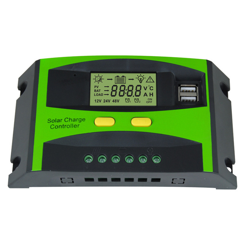Regulator de încărcare solar 20A 30A Regulator inteligent multifuncțional cu port USB dublu și afișaj LCD PWM Controler 12V/24V