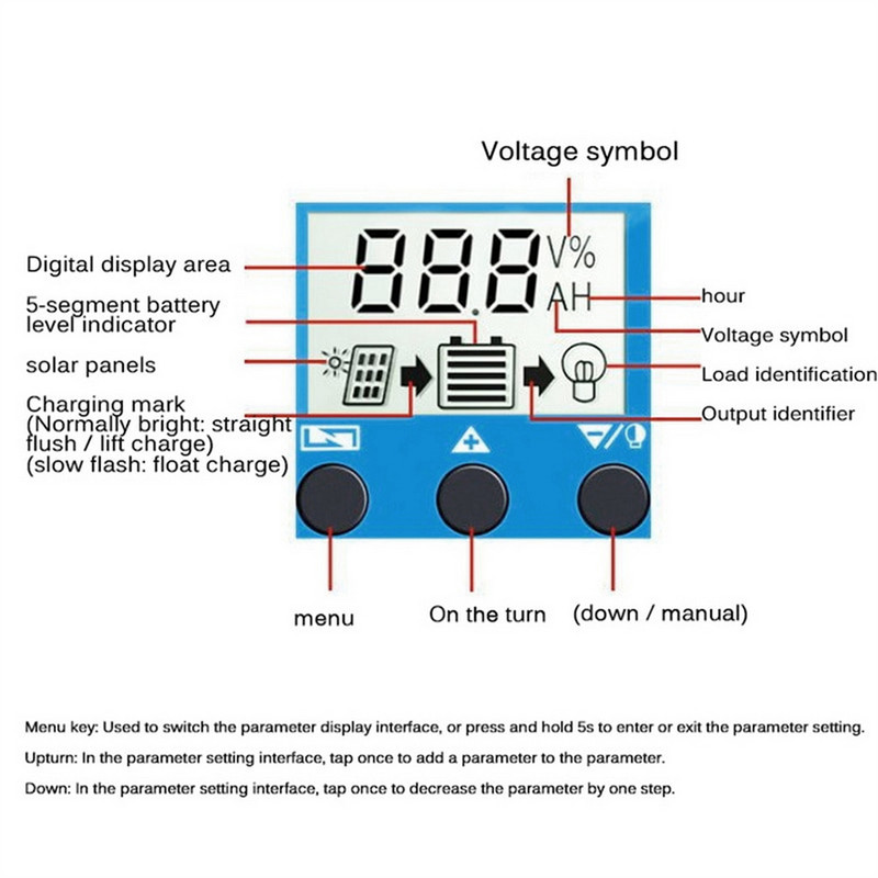 MPPT päikeseenergia laadimise kontroller 30/40/50/60/100A 12V/24V reguleeritav LCD-ekraan koos USB-pordiga päikesepaneeli aku laadimise regulaatoriga