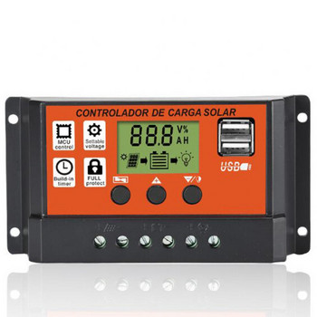10A 20A 30A PWM соларен контролер за зареждане 12V 24V регулатор с LCD дисплей Двойно USB зареждане Соларен панел Контрол на зареждането на батерията