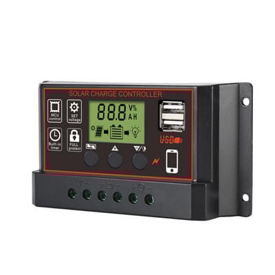 10A 20A 30A PWM solárny regulátor nabíjania 12V 24V regulátor s LCD displejom duálne nabíjanie cez USB solárny panel ovládanie nabíjania batérie