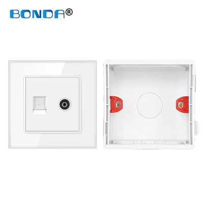 Internets Tel Outlet Siena Mājas ligzda RJ45/RJ11/TV Eu Standarta rūdīta stikla panelis Vājas strāvas signāla savienojums Bērnu aizsarglīdzeklis