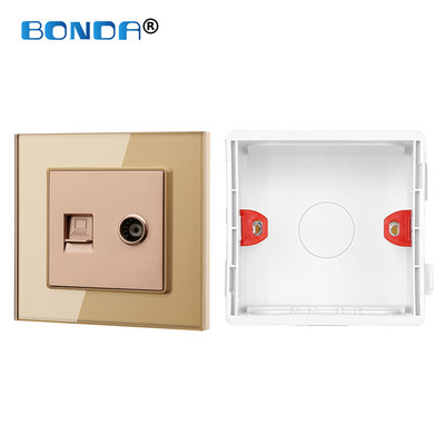 Internets Tel Outlet Siena Mājas ligzda RJ45/RJ11/TV Eu Standarta rūdīta stikla panelis Vājas strāvas signāla savienojums Bērnu aizsarglīdzeklis