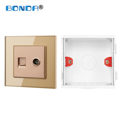 Internets Tel Outlet Siena Mājas ligzda RJ45/RJ11/TV Eu Standarta rūdīta stikla panelis Vājas strāvas signāla savienojums Bērnu aizsarglīdzeklis