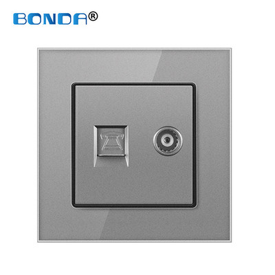 Internets Tel Outlet Siena Mājas ligzda RJ45/RJ11/TV Eu Standarta rūdīta stikla panelis Vājas strāvas signāla savienojums Bērnu aizsarglīdzeklis