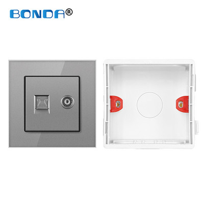 Internets Tel Outlet Siena Mājas ligzda RJ45/RJ11/TV Eu Standarta rūdīta stikla panelis Vājas strāvas signāla savienojums Bērnu aizsarglīdzeklis