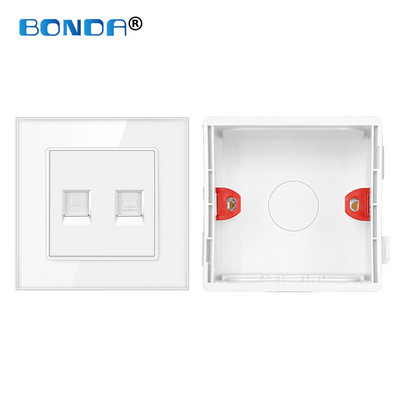 Internets Tel Outlet Siena Mājas ligzda RJ45/RJ11/TV Eu Standarta rūdīta stikla panelis Vājas strāvas signāla savienojums Bērnu aizsarglīdzeklis