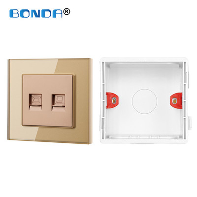 Internets Tel Outlet Siena Mājas ligzda RJ45/RJ11/TV Eu Standarta rūdīta stikla panelis Vājas strāvas signāla savienojums Bērnu aizsarglīdzeklis