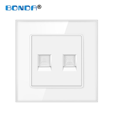 Internets Tel Outlet Siena Mājas ligzda RJ45/RJ11/TV Eu Standarta rūdīta stikla panelis Vājas strāvas signāla savienojums Bērnu aizsarglīdzeklis