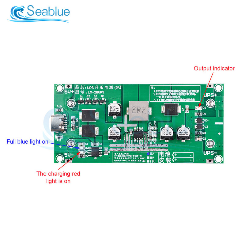 Modul de încărcare a bateriei cu litiu de tip C 15W 3A 18650 DC-DC Step Up Booster Încărcare rapidă UPS Sursă/Convertor 5V 9V 12V
