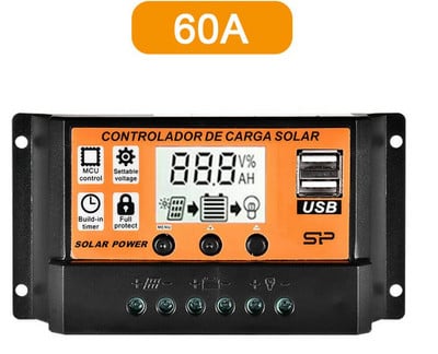Napelemes töltésvezérlő Napelemes vezérlő LCD képernyős kijelző 12V/24V MPPT/PWM Fényvezérlés Késleltetésvezérlés Okos Otthon