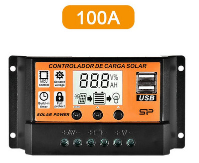 Napelemes töltésvezérlő Napelemes vezérlő LCD képernyős kijelző 12V/24V MPPT/PWM Fényvezérlés Késleltetésvezérlés Okos Otthon