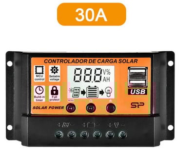 Napelemes töltésvezérlő Napelemes vezérlő LCD képernyős kijelző 12V/24V MPPT/PWM Fényvezérlés Késleltetésvezérlés Okos Otthon