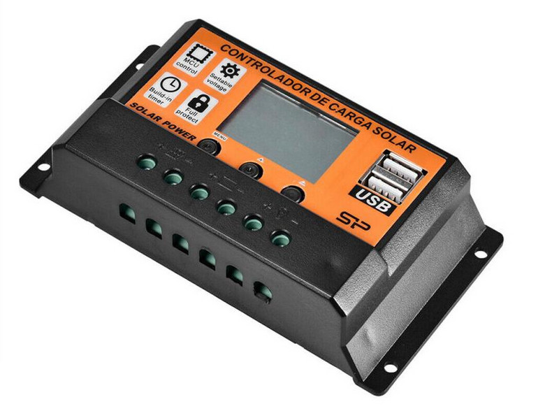Napelemes töltésvezérlő Napelemes vezérlő LCD képernyős kijelző 12V/24V MPPT/PWM Fényvezérlés Késleltetésvezérlés Okos Otthon