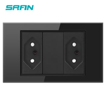 SRAN Type C Υποδοχή USB BR Θύρα γρήγορης φόρτισης 20W, 118*72mm Πίνακας από γυαλί σκληρυμένο, Βραζιλία Τυπική πρίζα 10A 20A