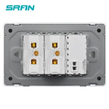 SRAN Тип C USB BR гнездо Порт за бързо зареждане 20W, 118*72 мм панел от закалено стъкло, Бразилски стандарт 10A 20A Изход за захранване