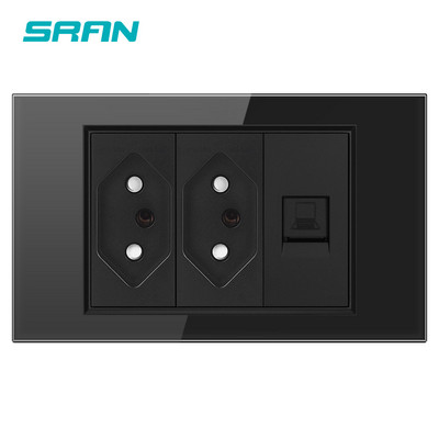 Priză SRAN tip C USB BR Port de încărcare rapidă 20W, panou din sticlă securizată 118*72mm, priză standard Brazilia 10A 20A