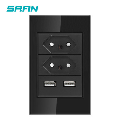 Priză SRAN tip C USB BR Port de încărcare rapidă 20W, panou din sticlă securizată 118*72mm, priză standard Brazilia 10A 20A