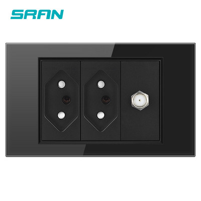 Priză SRAN tip C USB BR Port de încărcare rapidă 20W, panou din sticlă securizată 118*72mm, priză standard Brazilia 10A 20A