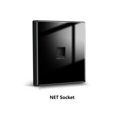 Avoir πρίζα τοίχου Μαύρο γυάλινο πάνελ Τυπική δορυφορική τηλεόραση Δίκτυο RJ45 Πρίζα τηλεφώνου Internet Πρίζα Πρίζα 110V 250V