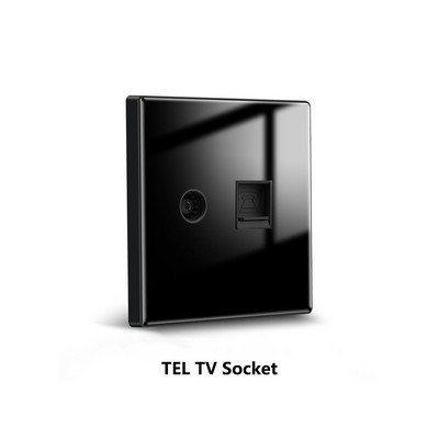 Avoir πρίζα τοίχου Μαύρο γυάλινο πάνελ Τυπική δορυφορική τηλεόραση Δίκτυο RJ45 Πρίζα τηλεφώνου Internet Πρίζα Πρίζα 110V 250V