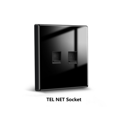 Avoir πρίζα τοίχου Μαύρο γυάλινο πάνελ Τυπική δορυφορική τηλεόραση Δίκτυο RJ45 Πρίζα τηλεφώνου Internet Πρίζα Πρίζα 110V 250V