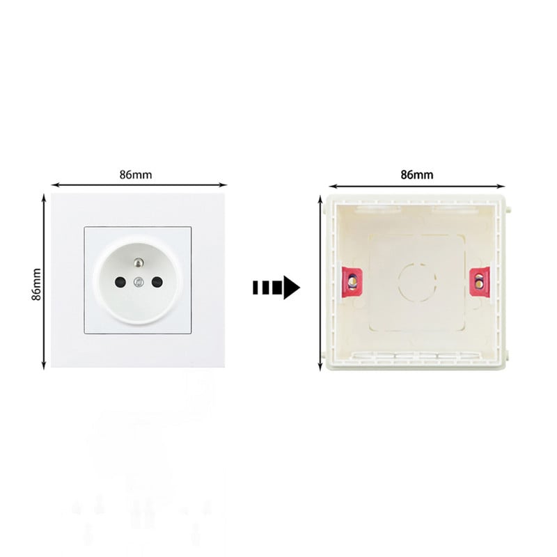 Avoir Priză de perete franceză Prize electrice Prize Fr Priză PC Cadru panou din plastic 16A Accesorii pentru electrocasnice 16A 110V-250V