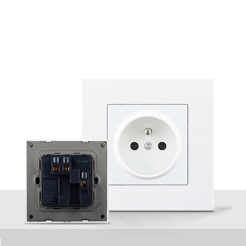 Avoir Priză de perete franceză Prize electrice Prize Fr Priză PC Cadru panou din plastic 16A Accesorii pentru electrocasnice 16A 110V-250V