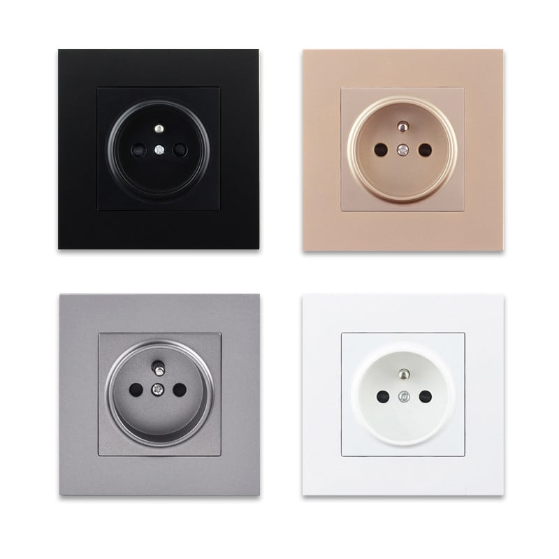 Avoir Priză de perete franceză Prize electrice Prize Fr Priză PC Cadru panou din plastic 16A Accesorii pentru electrocasnice 16A 110V-250V