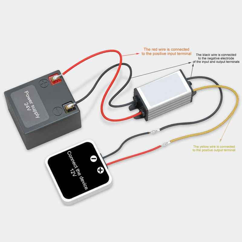 DC/DC 24V kuni 12V toitemuundur DC-DC Buck-muundur toitemoodul veekindel toiteallika muunduri adapteri toiteregulaator