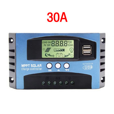 Regulator de încărcare solar MPPT 30/40/50/60A Afișaj LCD dublu USB DC 12V 24V Regulator de încărcare cu panou de celule solare automat cu sarcină