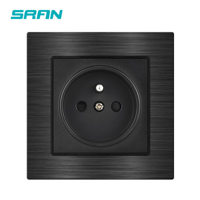 Francia fali konnektor, fekete alumínium ötvözet panel, AC 110~250V 16A dugós európai, F9CZ002 új