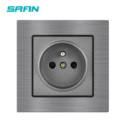 Francia fali konnektor, fekete alumínium ötvözet panel, AC 110~250V 16A dugós európai, F9CZ002 új