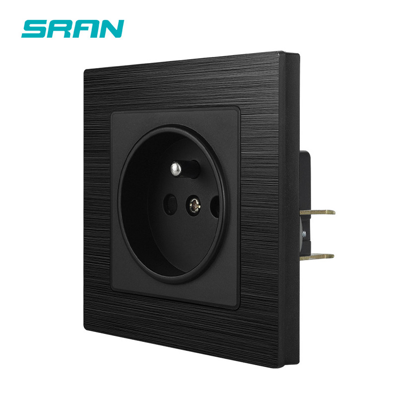 Francia fali konnektor, fekete alumínium ötvözet panel, AC 110~250V 16A dugós európai, F9CZ002 új