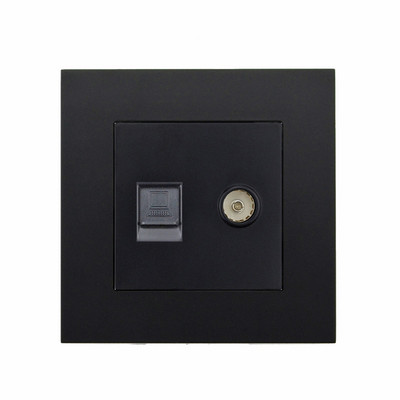 Cat5e Rj45 sienas kontaktligzda interneta kontaktligzda ar televizora izvadi Sienas datu dubultā datora ligzda plastmasas panelis RJ45 interneta datora ligzda