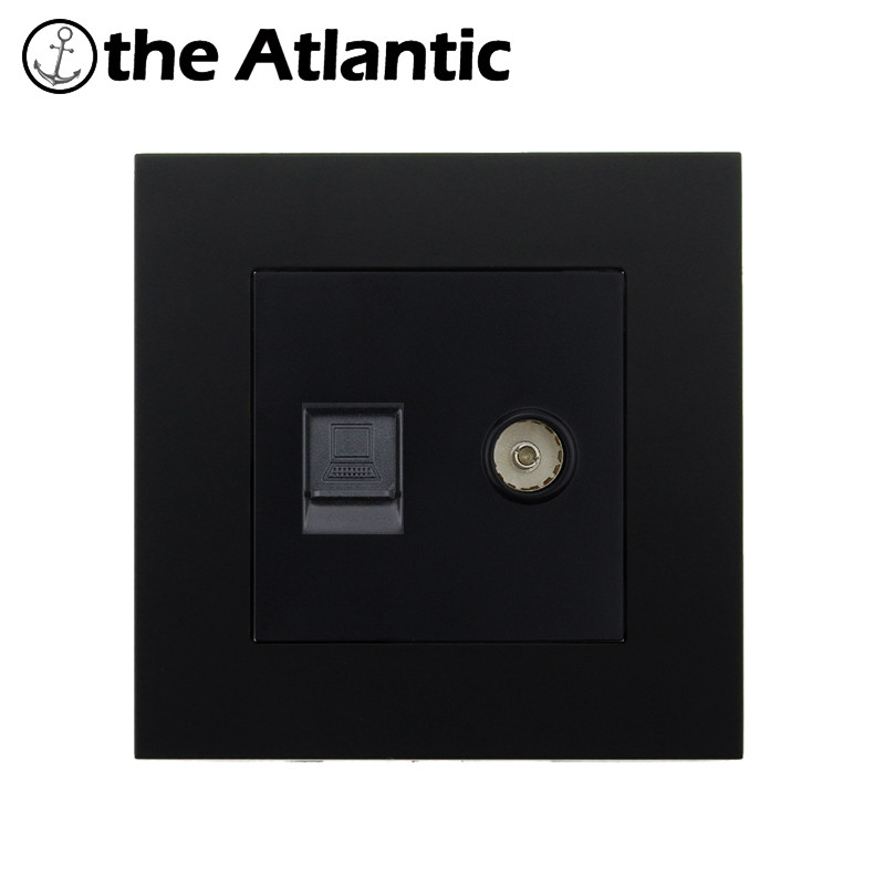 Cat5e Rj45 sienas kontaktligzda interneta kontaktligzda ar televizora izvadi Sienas datu dubultā datora ligzda plastmasas panelis RJ45 interneta datora ligzda