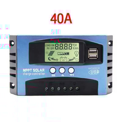 30/40/50/60/100A MPPT solárny regulátor nabíjania s duálnym USB LCD displejom 12V 24V automatický regulátor nabíjačky solárnych článkov so záťažou