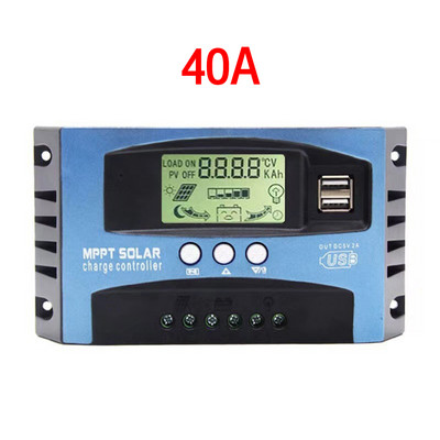 30/40/50/60A MPPT saules uzlādes kontrolieris Dual USB LCD displejs DC 12V 24V automātiskais saules bateriju paneļa lādētāja regulators ar slodzi