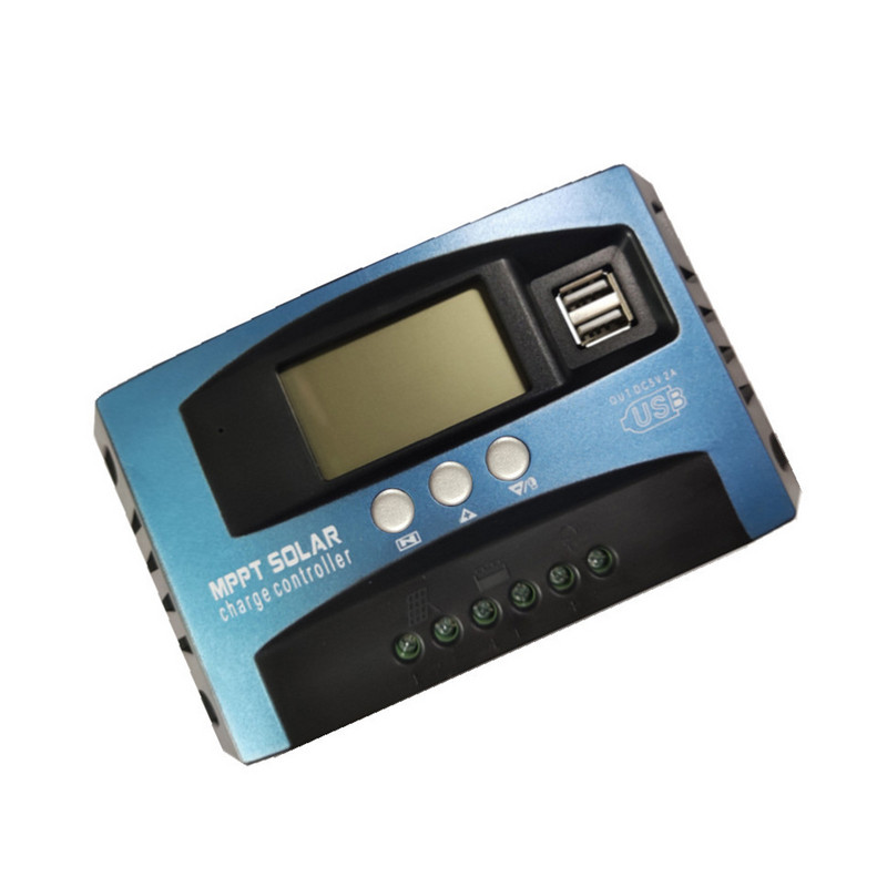 30/40/50/60A MPPT saules uzlādes kontrolieris Dual USB LCD displejs DC 12V 24V automātiskais saules bateriju paneļa lādētāja regulators ar slodzi