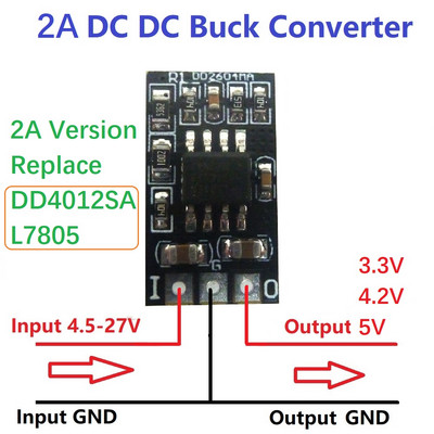 2PCS мини размер 2A DC-DC 4.5V-27V до 3.3V 4.2V 5V Модул за доларен преобразувател DD4012SA DD2712SA L7805 Надстроена версия Платка