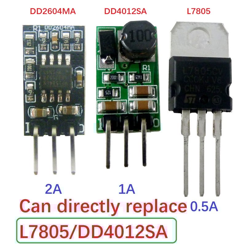 2 ks mini veľkosť 2A DC-DC 4,5V-27V na 3,3V 4,2V 5V Buck prevodník modul DD4012SA DD2712SA L7805 vylepšená verzia dosky