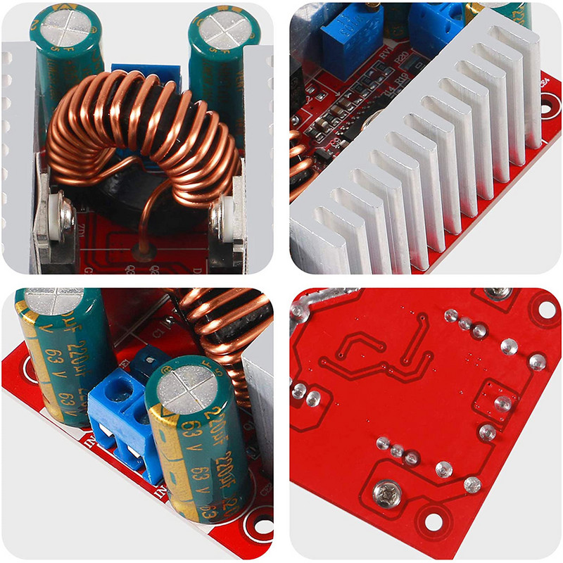 Nuolatinės srovės 400 W 15 A keitiklio nuolatinės srovės maitinimo šaltinio LED tvarkyklė nuo 8,5–50 V iki 10–60 V įtampos įkroviklio žingsnio padidinimo modulis