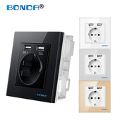 USB aljzat fali Eu dugaszolóaljzatok dupla USB 2100mA edzett kristályüveg panel kimenettel AC100-250V elektromos tápcsatlakozóval