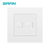 SRAN fali RJ11 és RJ45 aljzat, fehér fekete arany szálszürke égésgátló PC panel 86mm*86mm telefon és internet interfész