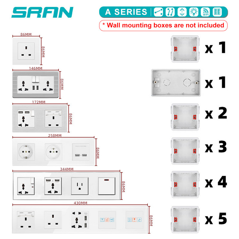 SRAN fali RJ11 és RJ45 aljzat, fehér fekete arany szálszürke égésgátló PC panel 86mm*86mm telefon és internet interfész