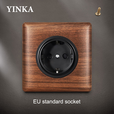YINKA fa sárgaréz billenőlámpa kapcsolópanel Home Retro LED jelzőfény EU FR UK TV TEL Elektromos aljzatok Vintage aljzatok 86mm*86mm